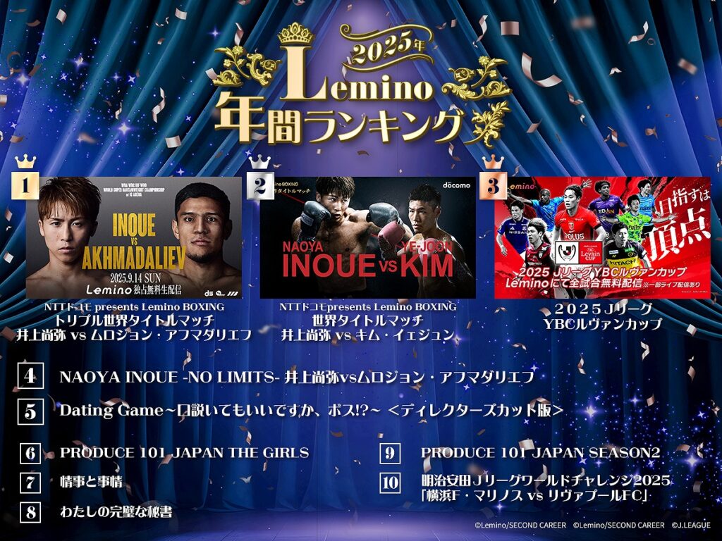 2025年Lemino年間ランキング」発表！Snow Man向井康二主演の『Dating